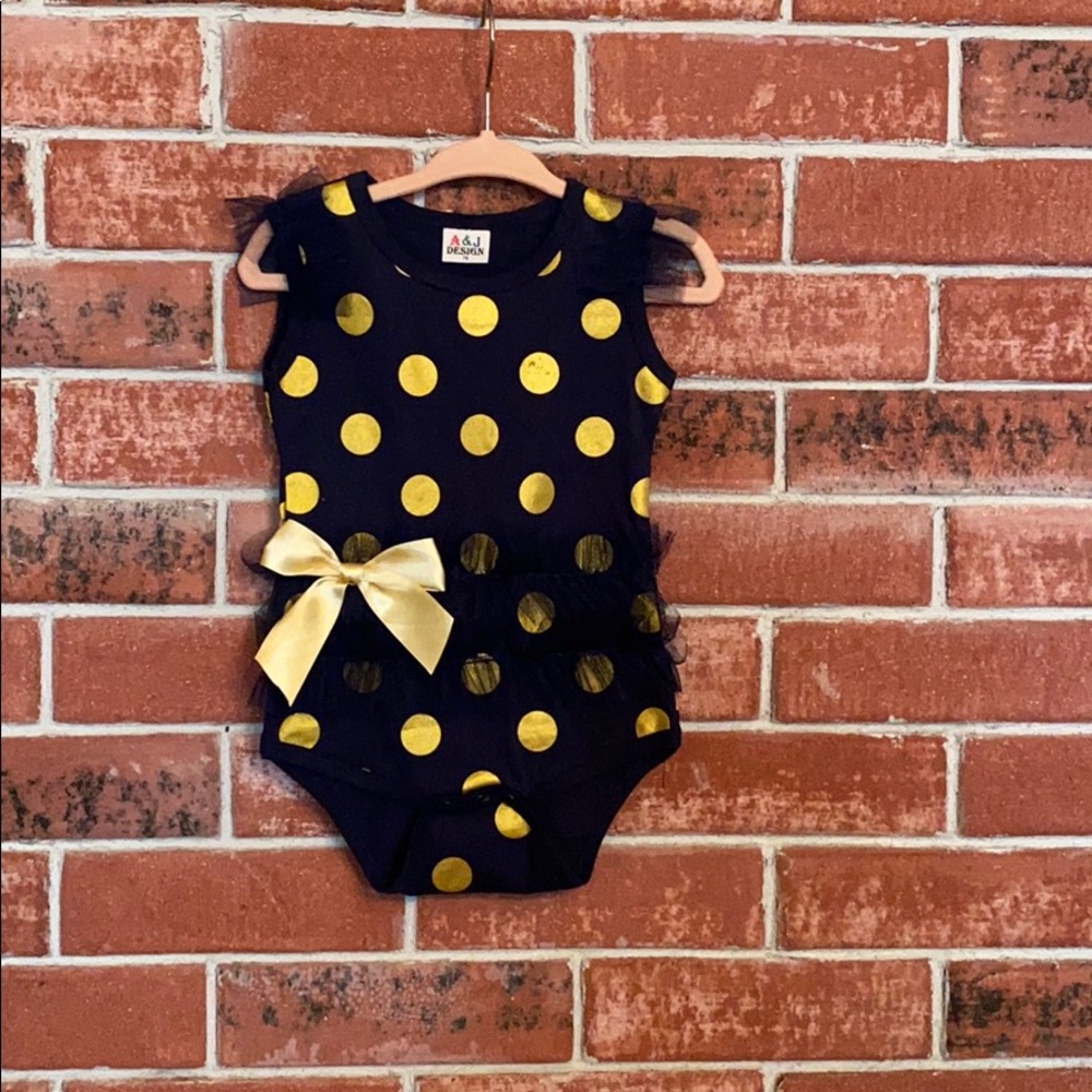 6 month girl navy blue romper